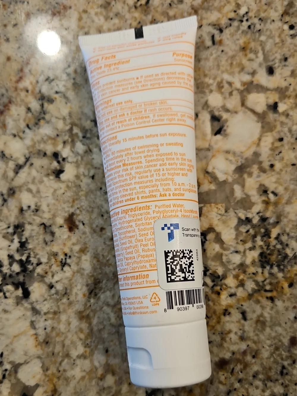 Thinkbaby Zinc Oxide Sunscreen SPF 50 - White/Orange Packaging 4 Pack